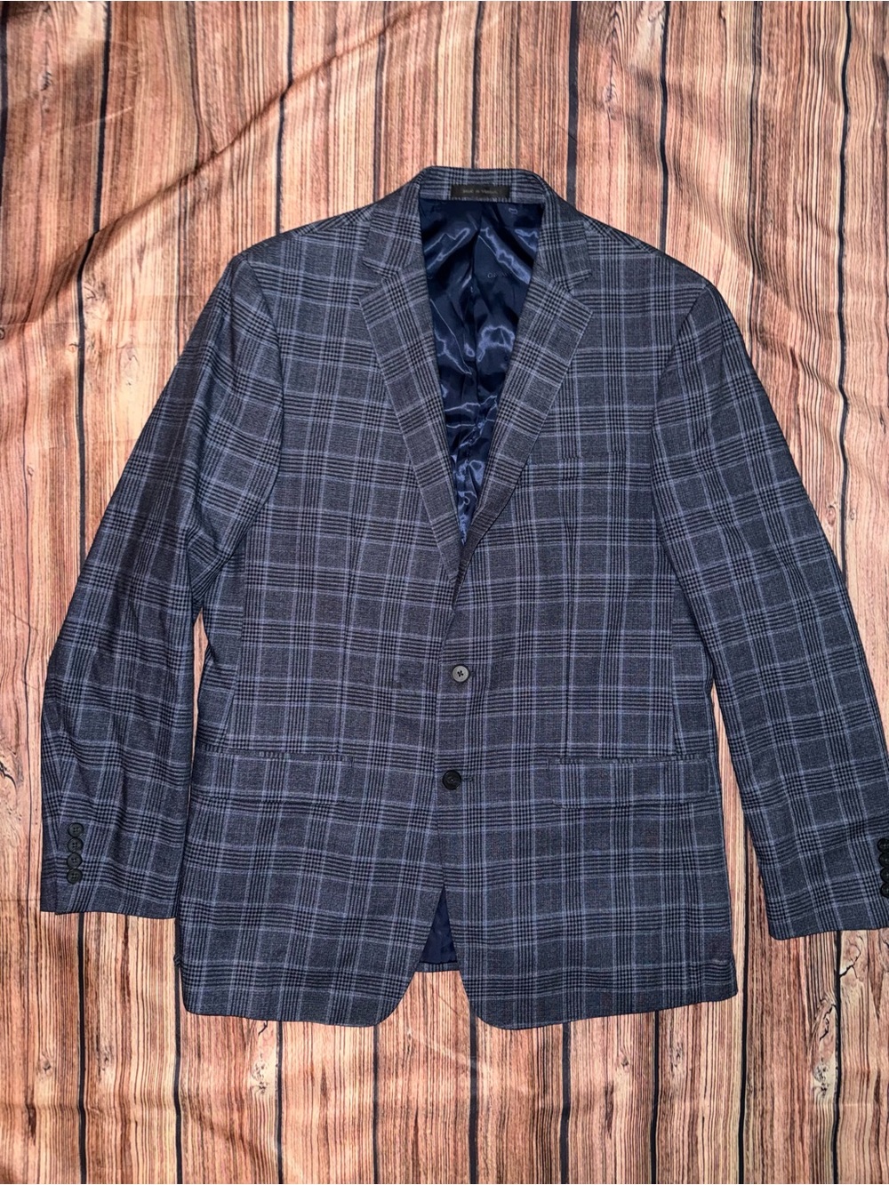 Calvin Klein Men's Blue Plaid Sport Coat
